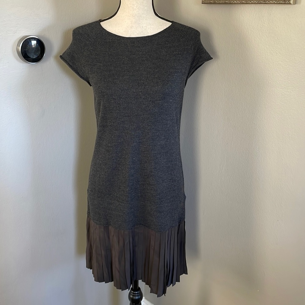 Shoshanna merino wool and silk pleated dress